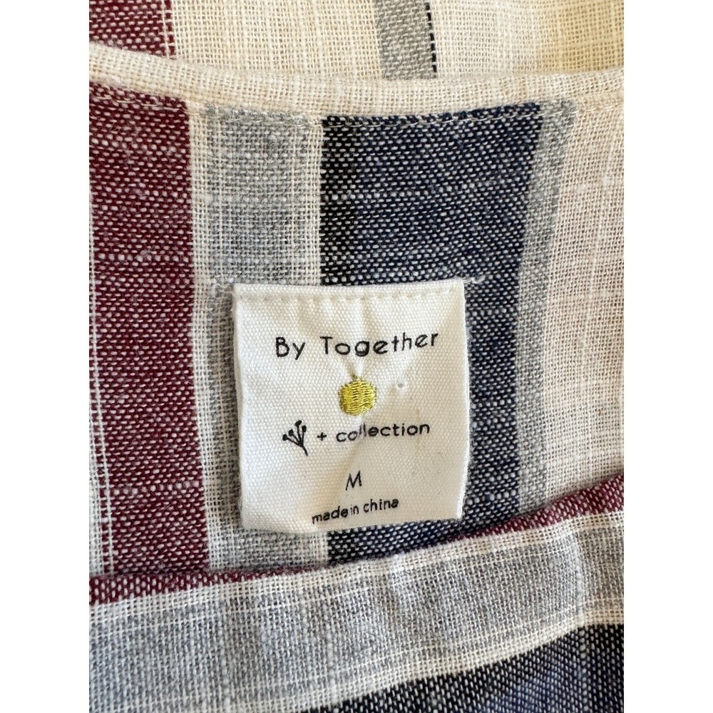 By Together Striped Sleeveless Dress Womens Medium Side Zip Cotton Blend EUC - Picture 3 of 8